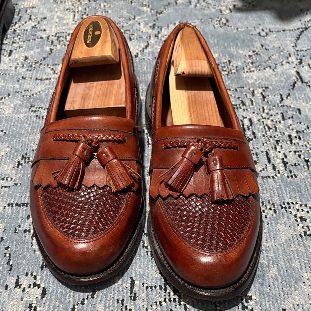 Allen Edmonds Brown Woven Tassel Loafers